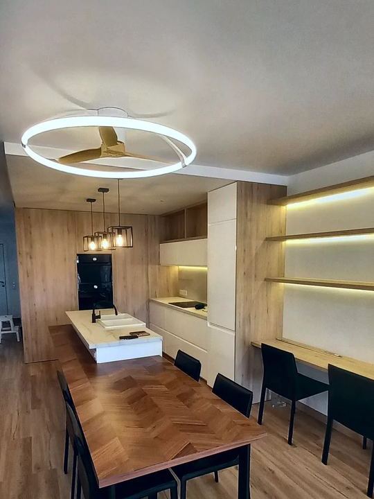 Cocina y comedor terminados en un solo espacio